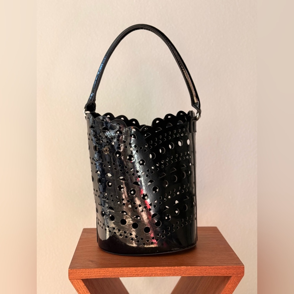 Neiman Marcus Black Perforated Shoulder Bag